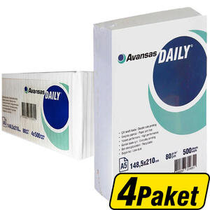 Avansas Daily A5 80 gr 1 Koli 4 Paket (2000 Sayfa)