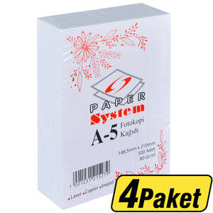 System A5 80 gr Fotokopi Kağıdı 4 Paket (2000 Sayfa)