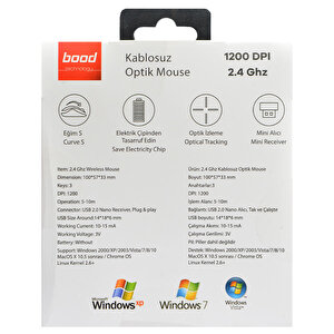 Bood OM-64 Kablosuz Mouse Siyah buyuk 8