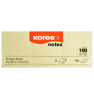 Kores Yapışkanlı Not Kağıdı 50 mm x 40 mm Sarı 100 Yaprak