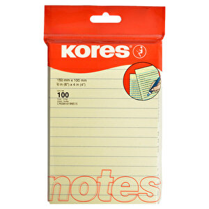 Kores Yapışkanlı Çizgili Not Kağıdı 150 mm x 100 mm Sarı 100 Yaprak buyuk 1