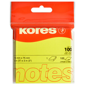Kores Yapışkanlı Not Kağıdı 75 mm x 75 mm Neon Sarı 100 Yaprak buyuk 1