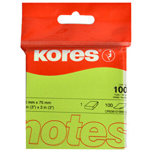 Kores Yapışkanlı Not Kağıdı 75 mm x 75 mm Neon Yeşil 100 Yaprak buyuk 1