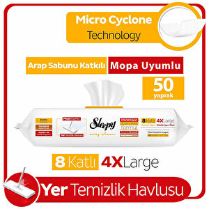 Sleepy Easy Clean Arap Sabunu Katkılı Mopa Uyumlu Yer Temizlik Havlusu 50 Yaprak buyuk 2