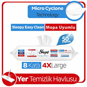 Sleepy Easy Clean Çamaşır Suyu Katkılı Mopa Uyumlu Yer Temizlik Havlusu 50 Yaprak buyuk 2