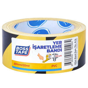Boss Tape Yer İşaretleme İkaz Bandı 50 mm x 30 m Sarı / Siyah Çizgili