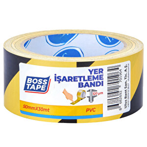 Boss Tape Yer İşaretleme İkaz Bandı 50 mm x 33 m Sarı / Siyah Çizgili buyuk 1