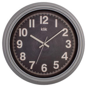 Klik Auris Duvar Saati 34 cm Gri Çerçeve