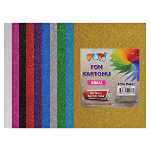 Fon Karton Simli 50 cm x 70 cm 10 Renk buyuk 1