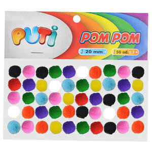 Pon Pon Peluş 20 mm Karışık Renk 50'li Paket
