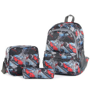 Cambridge Polo Club Okul Sırt Çantası 3'lü Set Delta Desenli Gri