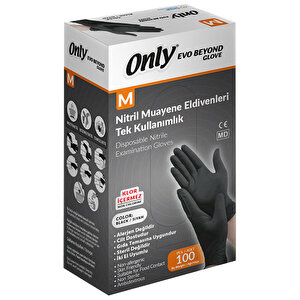 Only Glove Nitril Muayene Eldiven Medium Siyah 100'lü buyuk 1