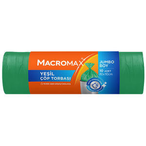 Macromax Çöp Torbası Jumbo Boy 80 cm x 110 cm Yeşil 10'lu Paket
