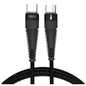 Shaza Type-C To Type-C Örgülü Data ve Şarj Kablosu buyuk 1
