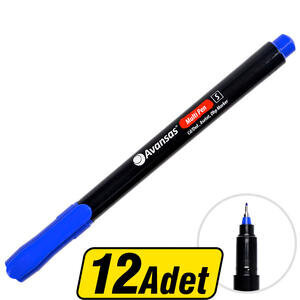 Avansas Multipen Permanent Asetat Kalem Mavi S Uç 12'li Paket