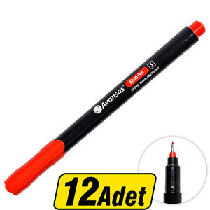 Avansas Multipen Permanent Asetat Kalem Kırmızı S Uç 12'li Paket