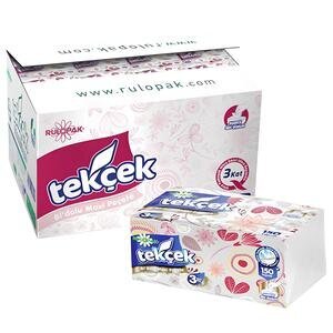 Rulopak Tekçek Bi'Dolu Maxi Peçete 3 Katlı 150 Yaprak 24'lü Paket