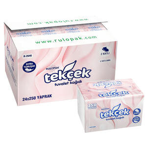 Rulopak Tekçek Tuvalet Kağıdı Çift Katlı 250 Yaprak - 24 Adet