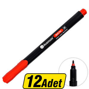 Avansas Multipen Permanent Asetat Kalem Kırmızı M Uç 12'li Paket