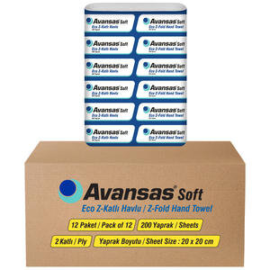 Avansas EcoSoft Z Katlama Havlu 20 x 20 cm 200 Yaprak - 12li