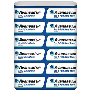 Avansas Eco Soft Z Katlama Çift Katlı Kağıt Havlu 20 x 20 cm 200 Yaprak - 12 Paket buyuk 2