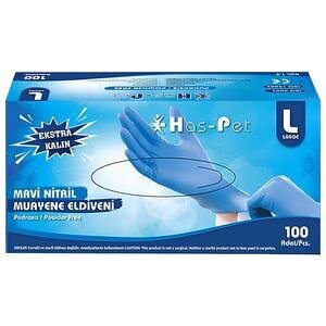 Has-pet Kalın Nitril Eldiven Mavi L 100'lü Paket