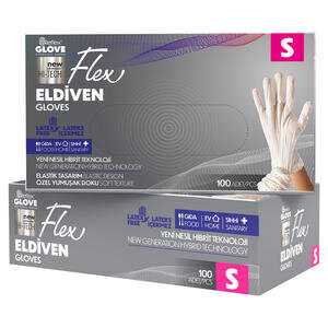Flex Tpe Hibrit Eldiven Small Beyaz 100'lü