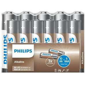 Philips Alkalin AA + AAA 16'lı Pil Seti