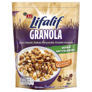Eti Lifalif Granola Kuru Vişneli, Kakao Parçacıklı, Fındıklı 200 g