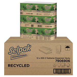 Selpak Profesyonel Recycled Z Katlı Havlu 200 Yaprak - 12'li