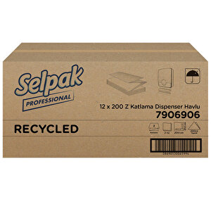 Selpak Profesyonel Recycled Z Katlı Havlu 200 Yaprak - 12'li