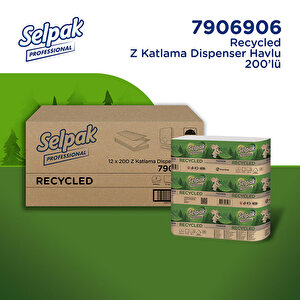 Selpak Profesyonel Recycled Z Katlı Havlu 200 Yaprak - 12'li
