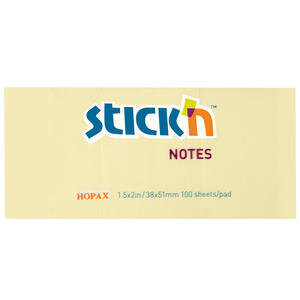 Hopax Stickn Yapışkanlı Not Kağıdı 38 x 51 100 Yaprak Sarı Renk  12'li