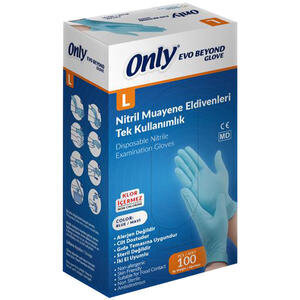 Only Glove Nitril Muayene Eldiven Large Mavi 100'lü
