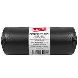 Koroplast Endüstriyel Çöp Torbası Konteyner Boy 120 cm x 150 cm Siyah 10'lu Paket