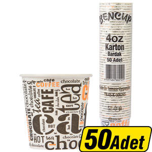 Bencup Karton Bardak Desenli 4 oz 50'li Paket