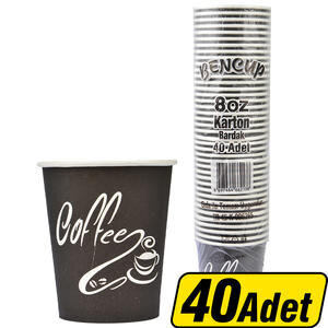 Bencup Karton Bardak Desenli 8 oz 40'lı Paket