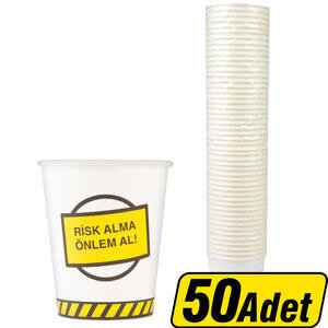 Avansas Karton Bardak İş Güvenliği Baskılı 7 oz 50'li Paket