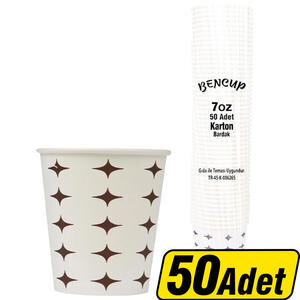 Bencup Karton Bardak Yıldız Desenli 7 oz 50'li Paket