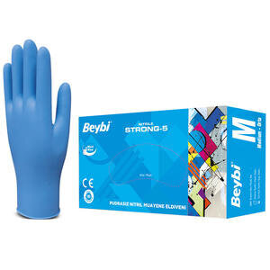 Beybi Nitril Kalın Muayene Eldiveni Pudrasız Medium100'lü Paket