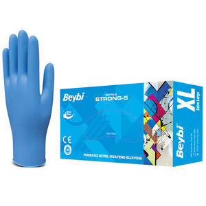 Beybi Nitril Kalın Muayene Eldiveni Pudrasız X Large 100'lü Paket