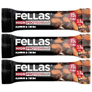 Fellas Badem & Kakaolu Yüksek Protein Bar 45 g x 3'lü