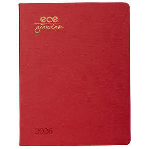 Ece Alaçatı Haftalık 2026 Ajandası 18,5 cm x 23,5 cm Kırmızı