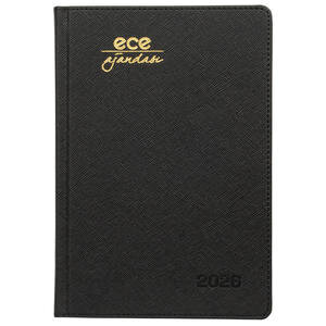 Ece Datça Günlük 2026 Ajandası Kareli 14 cm x 20 cm Siyah