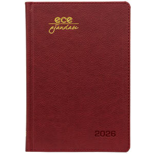 Ece Kemer Günlük 2026 Ajandası Çizgili 14 cm  x 20 cm Bordo