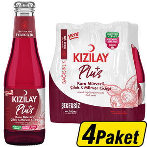 Kızılay Plus Kara Mürverli Çilek ve Mürver Çiçeği Aromalı Maden Suyu 24 x 200 ml