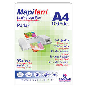 Mapi Laminasyon Filmi 100 Mikron Şeffaf  A4 100’lü Kutu