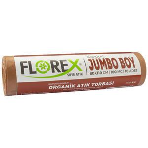 Florex Organik Atık Çöp Torbası Jumbo Boy 80 cm x 110 cm Kahverengi 10'lu Paket