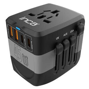 Inca Universal Travel Adapter 2 x Usb+ 2 x Type-C Port  45W PD Fast Charging 