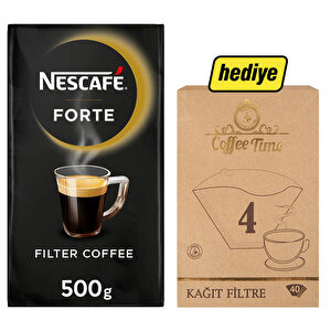 Nescafe Forte Filtre Kahve 500 g + 4 No 40'lı Filtre Kahve Kağıdı Hediyeli buyuk 1
